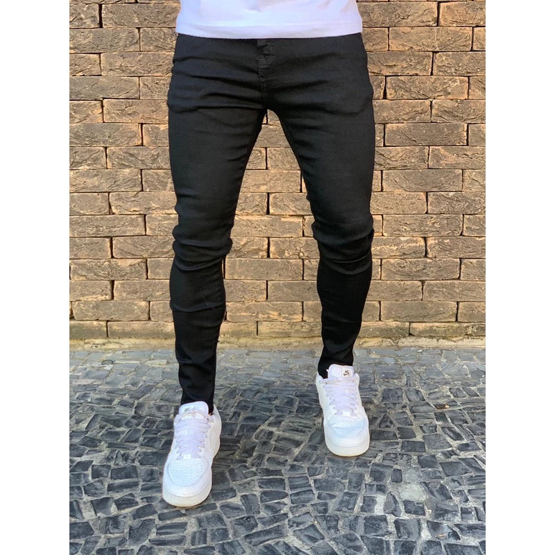 Calça Jeans Skinny Com Zíper Lycra Elastano Masculina Nova Tendencia