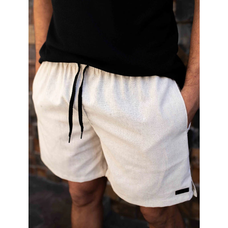 Short Linho Masculino com Bolso Faca Discreto e Elastico na Cintura