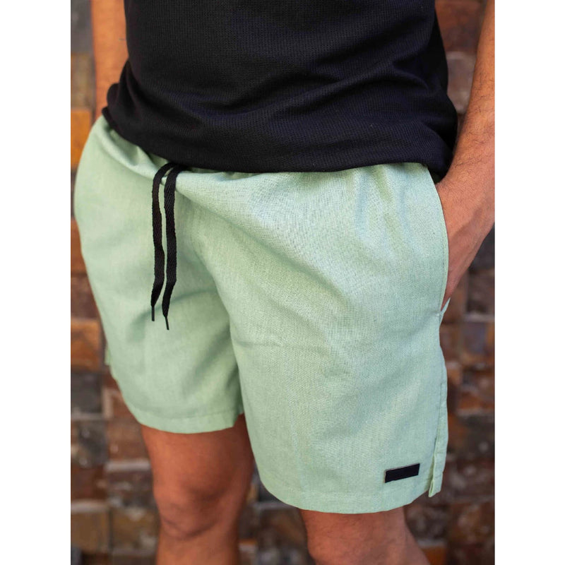 Short Linho Masculino com Bolso Faca Discreto e Elastico na Cintura