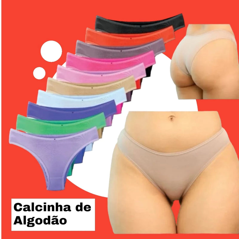 Kit 10 Calcinhas Femininas de Algodão