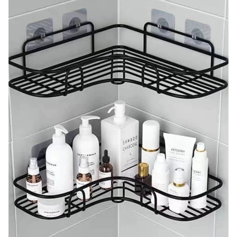 Kit Prateleiras Suporte Com Alto Adesivos Para Parede Banheiro Cozinha Lavanderia Shampoo Sabonete