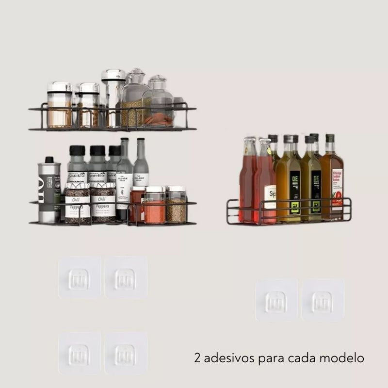 Kit Prateleiras Suporte Com Alto Adesivos Para Parede Banheiro Cozinha Lavanderia Shampoo Sabonete