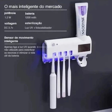 Suporte Escova de Dentes Esterilizador Com Luz UV Antibacteriano Decoracão Banheiro