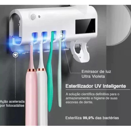 Suporte Escova de Dentes Esterilizador Com Luz UV Antibacteriano Decoracão Banheiro