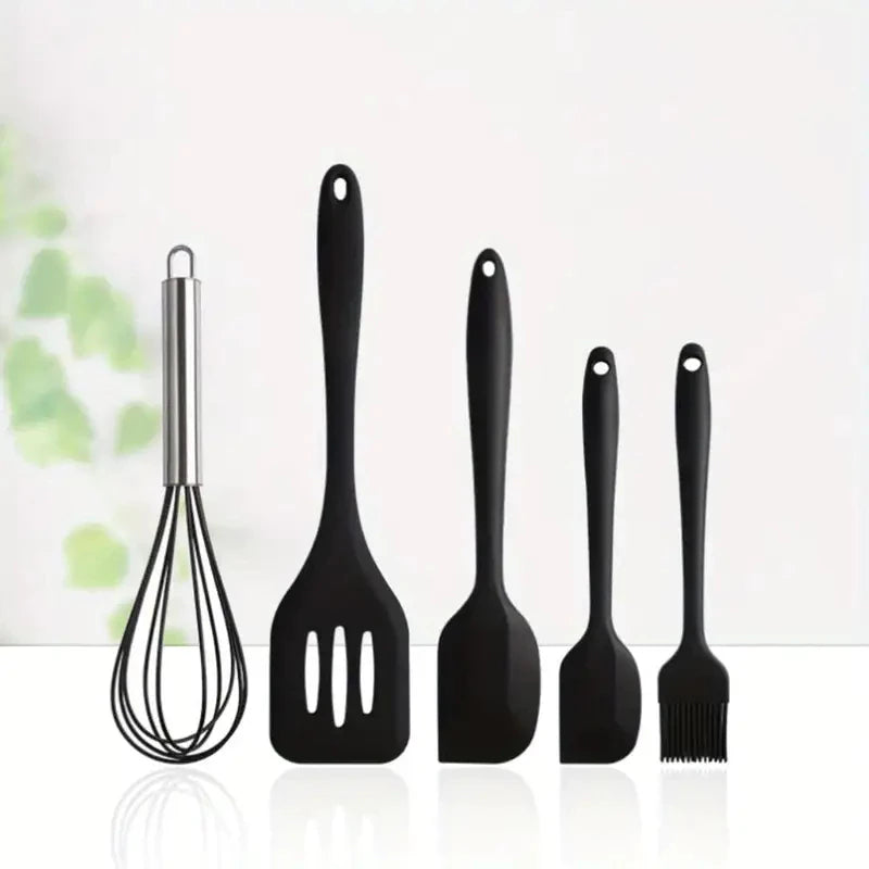 Jogo de Cozinha Silicone, Utensílios Suporte para Cozinheiro Cabo de Madeira MasterChef