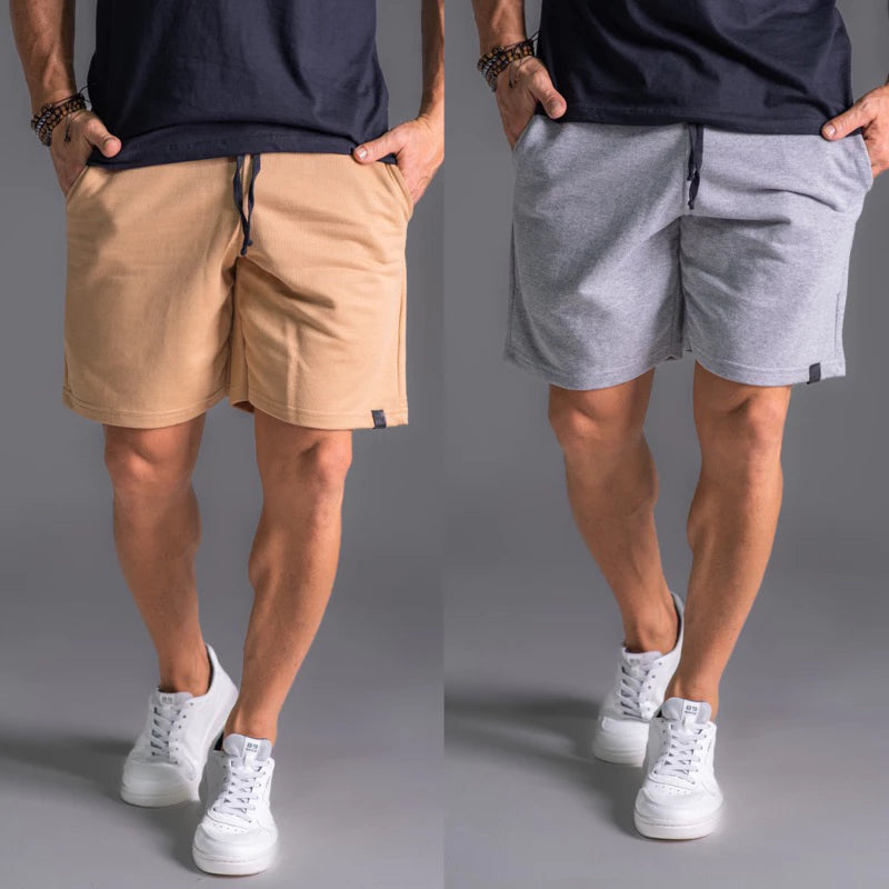 Kit 2 Bermuda Shorts de Moletom Masculina Com Amarração e Elástico Academia Treino/Casual.