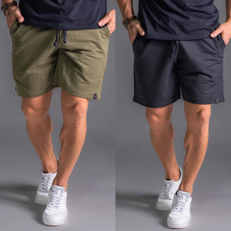 Kit 2 Bermuda Shorts de Moletom Masculina Com Amarração e Elástico Academia Treino/Casual.