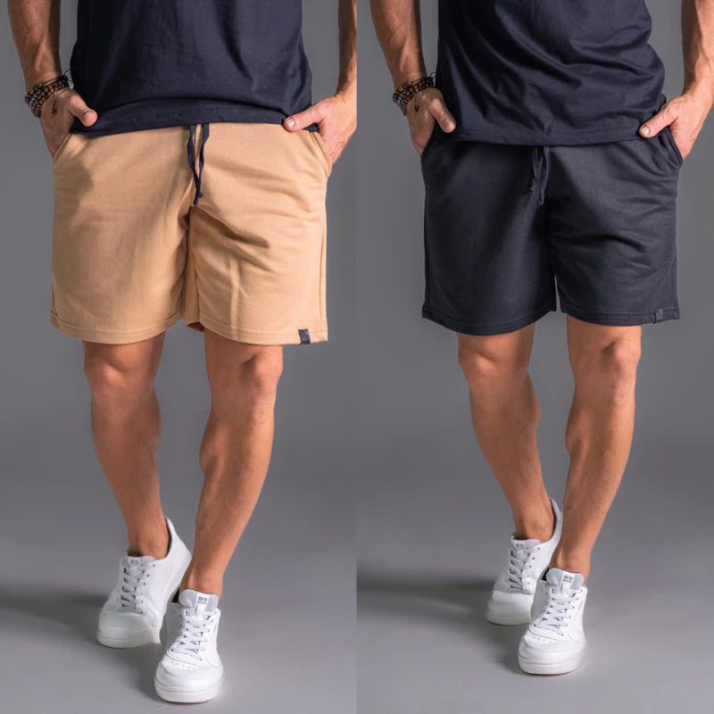 Kit 2 Bermuda Shorts de Moletom Masculina Com Amarração e Elástico Academia Treino/Casual.